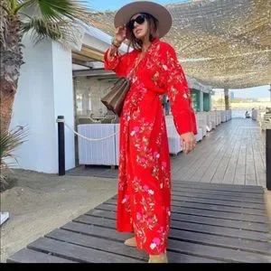 sachin and babi light blue dress ZARA MAXI DRESS Green Paisley Cut Out V-neck Boho Floaty Holiday Size L  £24.99 main image 0